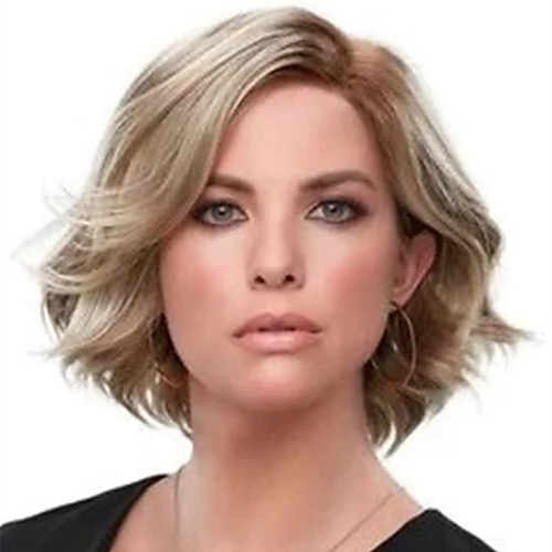 

Synthetic Wig Curly Loose Curl Asymmetrical Wig Short Light Blonde Synthetic Hair 14 inch Women's Party Classic Easy to Carry Blonde