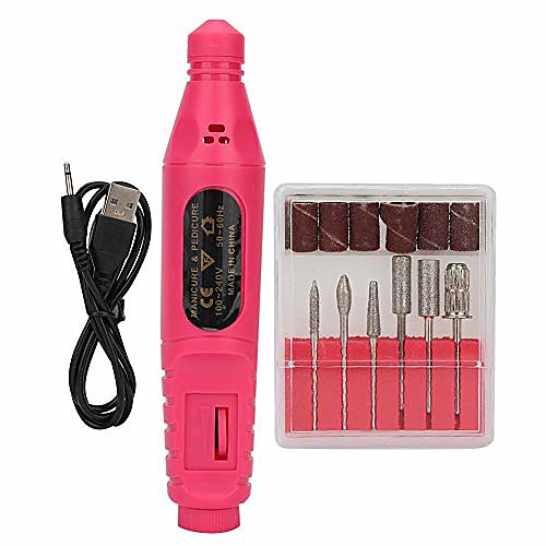 

electric nail drill kit, usb portable electric nail drill machine manicure manicure pedicure polishing shape for exfoliating, grinding, polishing, nail removing, acrylic nail tools& #40;rose