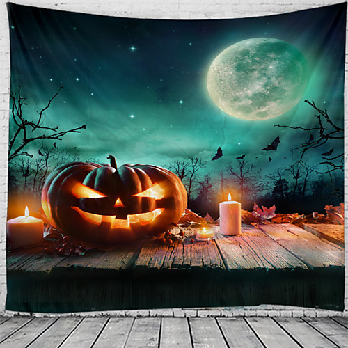 

Halloween Wall Tapestry Art Decor Blanket Curtain Picnic Tablecloth Hanging Home Bedroom Living Room Dorm Decoration Psychedelic Pumpkin Bat Haunted Scary Polyester