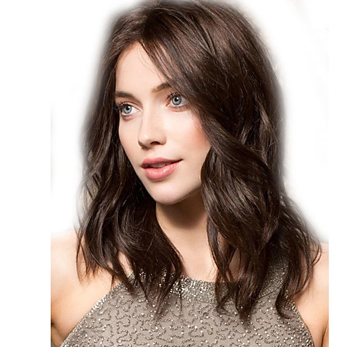 

Synthetic Wig Loose Curl Asymmetrical Wig Medium Length Brown Synthetic Hair Women's Classic Exquisite Comfy Brown