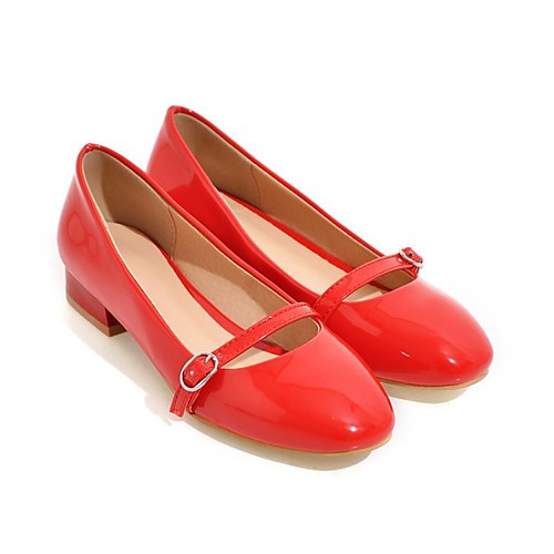 

Women's Flats Flat Heel Round Toe Casual Daily Walking Shoes PU Buckle Solid Colored Black Red Burgundy