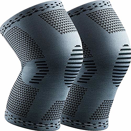 

2 pack knee brace compression sleeve support for running,jogging,arthritis,acl,biking,meniscus tear,sports,basketball,gym,joint pain relief and faster injury recovery