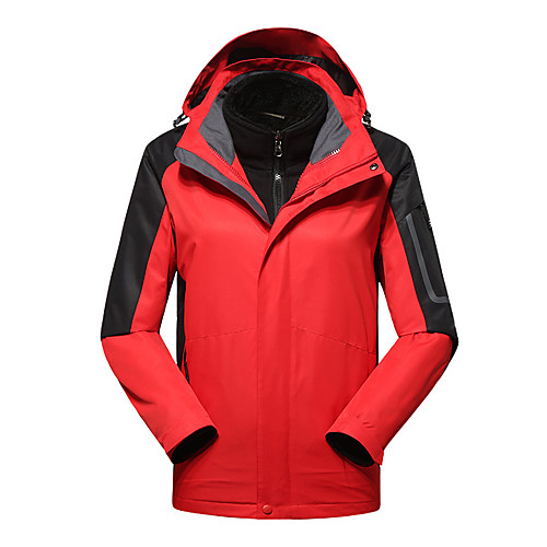 

Men's Hiking Jacket Hiking 3-in-1 Jackets Winter Outdoor Patchwork Windproof Fleece Lining Breathable Warm Winter Jacket Hunting Fishing Climbing Dark Grey Blue / Black White Red Blue