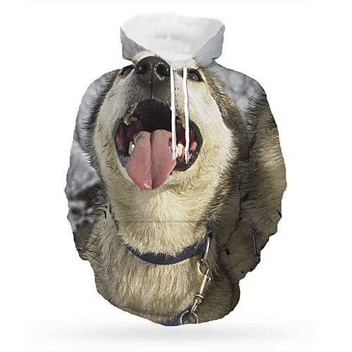 

Men's Pullover Hoodie Sweatshirt Graphic Animal Daily 3D Print Basic Hoodies Sweatshirts Gray