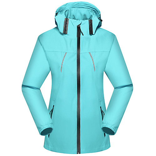 

Women's Hiking Jacket Outdoor Thermal Warm Waterproof Windproof Breathable Top Spandex Hunting Fishing Climbing Rose Red Light Blue