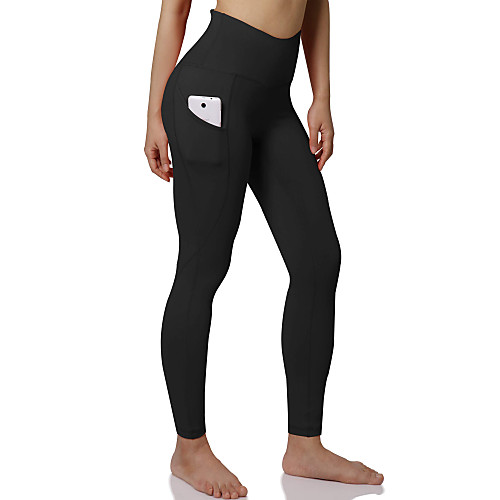 

Women's High Waist Yoga Pants Side Pockets Leggings Tummy Control Butt Lift 4 Way Stretch Wine Black Purple Fitness Gym Workout Running Sports Activewear High Elasticity / Quick Dry / Breathable
