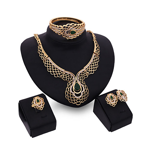 

Women's Green Synthetic Diamond Bridal Jewelry Sets Hollow Out Heart Simple Basic Elegant Earrings Jewelry Gold For Wedding Engagement 1 set