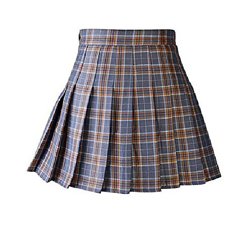 

women's school uniforms plaid mini skirt high waist pleated skirt a-line short skirt