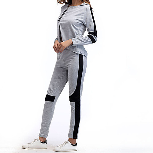 

Women's 2 Piece Set Half Zip Hoodie Stripes Sport Athleisure Clothing Suit Long Sleeve Warm Soft Comfortable Everyday Use Casual Daily / Winter