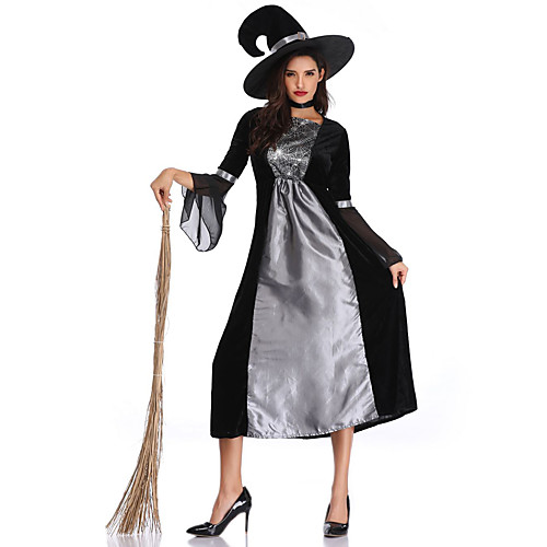 

Witch Cosplay Costume Costume Adults' Women's Vampire Vacation Dress Halloween Halloween Festival / Holiday Polyester Black Women's Easy Carnival Costumes / Hat / Hat