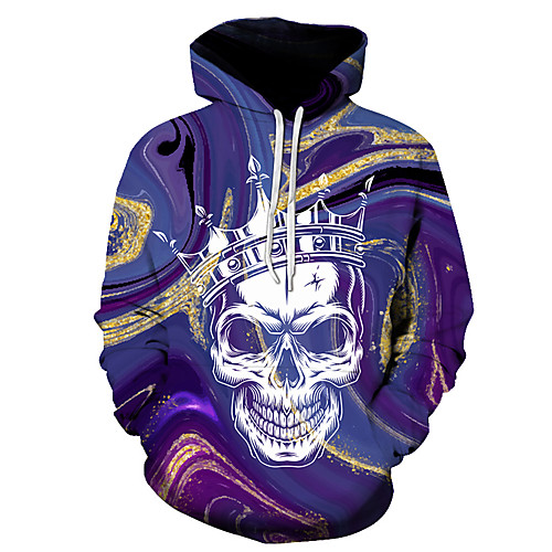 

Men's Pullover Hoodie Sweatshirt Graphic Skull Daily 3D Print Basic Hoodies Sweatshirts Lavender
