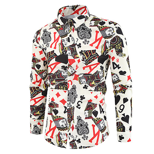 

Men's Shirt Other Prints Graphic Long Sleeve Daily Tops White