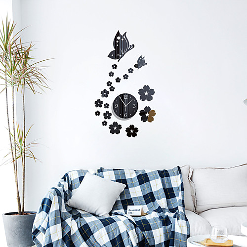 

3D DIY Wall Clock Roman Numerals Clock Frameless Mirror Wall Sticker Home Decor for Living Room Bedroom 35cm65cm