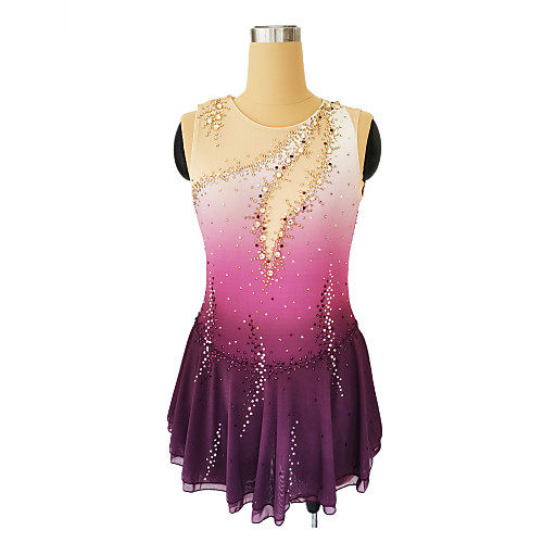 

Figure Skating Dress Women's Girls' Ice Skating Dress Violet Glitter Patchwork Spandex High Elasticity Competition Skating Wear Crystal / Rhinestone Sleeveless Ice Skating Winter Sports Figure Skating