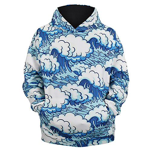 

Men's Pullover Hoodie Sweatshirt Graphic 3D Hooded Daily 3D Print Halloween Hoodies Sweatshirts Long Sleeve Blue