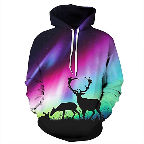 

Men's Pullover Hoodie Sweatshirt Graphic Daily Weekend 3D Print Basic Casual Hoodies Sweatshirts Rainbow