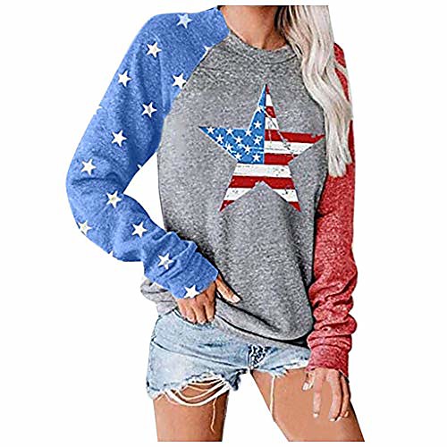 

women's american flag graphic printed long sleeve sweatshirts casual crew neck loose pullover tops shirts