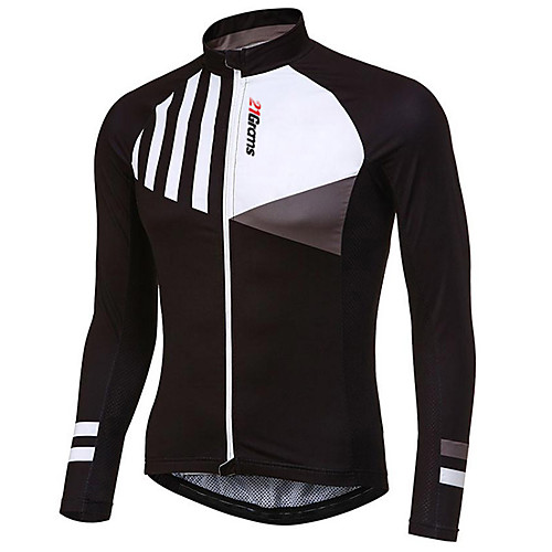 

21Grams Men's Long Sleeve Cycling Jersey Winter Black Dark Navy Novelty Bike Jersey Top Mountain Bike MTB Road Bike Cycling UV Resistant Breathable Quick Dry Sports Clothing Apparel / Stretchy