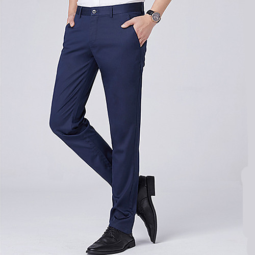 

Men's Basic Outdoor Loose Daily Chinos Pants Solid Colored Full Length Black Blue Gray / Summer