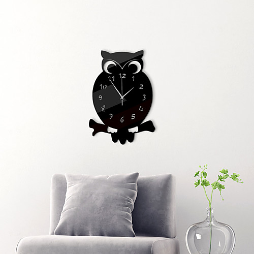 

Morden Acrylic Wall Clock, Silent Non-Ticking Owl Shape Mirror Wall Clocks Battery Operated Decorative Wall Clock for Office, Kitchen, Living Room