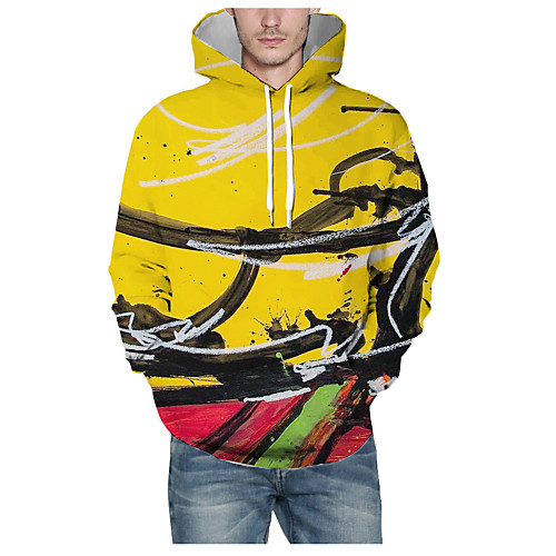 

Men's Pullover Hoodie Sweatshirt Graphic 3D Daily 3D Print Basic Hoodies Sweatshirts Yellow