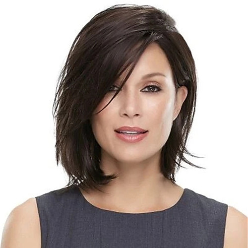 

Synthetic Wig kinky Straight Asymmetrical Wig Short Black Synthetic Hair Women's Adorable Comfortable Exquisite Black