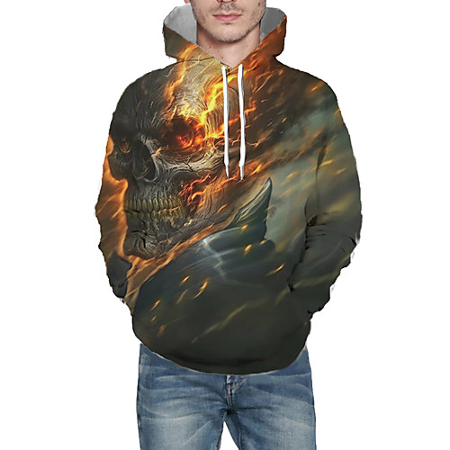 

Men's Pullover Hoodie Sweatshirt Graphic 3D Skull Daily 3D Print Basic Hoodies Sweatshirts Dark Gray