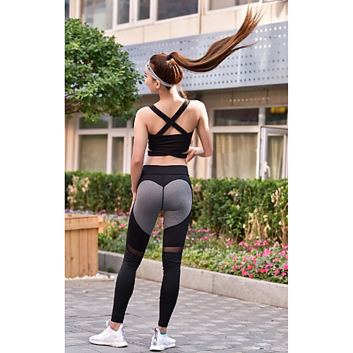 

Women's Sporty Yoga Breathable Slim Daily Sweatpants Pants Multi Color Ankle-Length Mesh High Waist Black