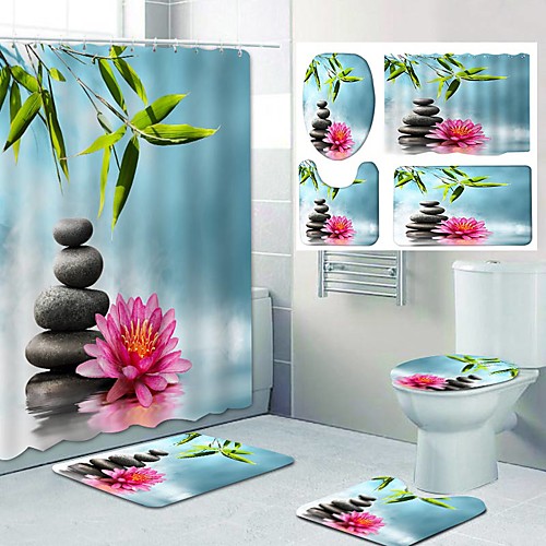 

Fresh Pattern PrintingBathroom Shower Curtain Leisure Toilet Four-Piece Design