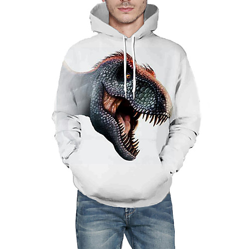 

Men's Daily Pullover Hoodie Sweatshirt Graphic Animal Hooded Basic Hoodies Sweatshirts Long Sleeve White