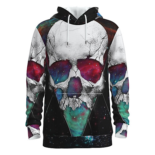 

Men's Pullover Hoodie Sweatshirt Skull Hooded Halloween 3D Print Basic Halloween Hoodies Sweatshirts Long Sleeve White