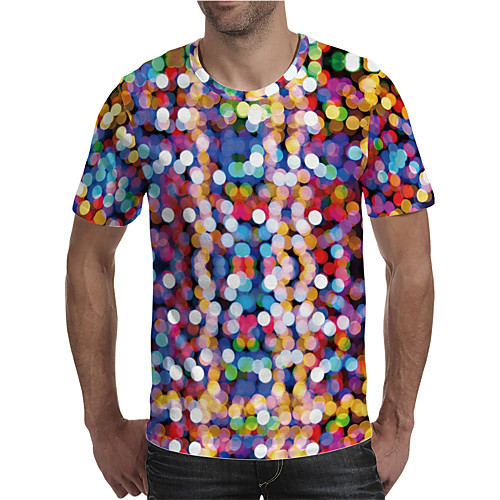 

Men's T shirt 3D Print Graphic Plus Size Print Short Sleeve Daily Tops Elegant Exaggerated Rainbow