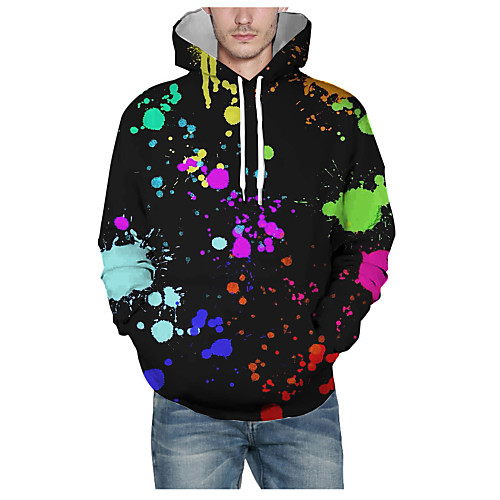 

Men's Pullover Hoodie Sweatshirt Graphic 3D Hooded Daily 3D Print Basic Hoodies Sweatshirts Long Sleeve Black