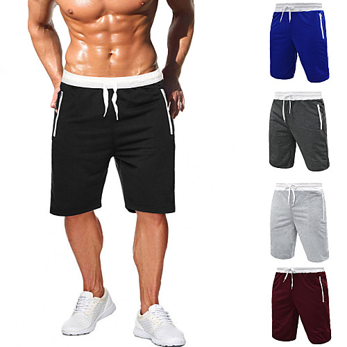 

Men's Running Shorts Athletic Shorts Bermuda Shorts Bottoms Drawstring Zipper Pocket Cotton Fitness Gym Workout Performance Running Training Breathable Quick Dry Soft Normal Sport Black Red Dark Gray