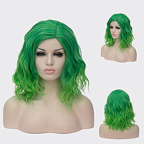 

Synthetic Wig Curly Asymmetrical Wig Short Green Synthetic Hair 14 inch Women's Cosplay Exquisite Comfy Green