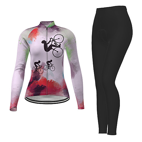 

21Grams Women's Long Sleeve Cycling Jersey with Tights Winter Red Novelty Bike Quick Dry Breathable Sports Novelty Mountain Bike MTB Road Bike Cycling Clothing Apparel / Micro-elastic / Athleisure