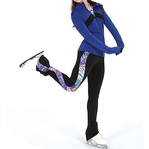 

Figure Skating Jacket with Pants Women's Girls' Ice Skating Pants / Trousers Top Blue Stretchy Training Skating Wear Warm Patchwork Long Sleeve Ice Skating Winter Sports Figure Skating / Kids