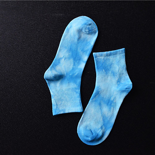 

Athletic Sports Socks 1 Pair Tie Dye Long Men's Women's Crew Socks Tube Socks Breathable Sweat-wicking Comfortable Gym Workout Basketball Running Skateboarding Sports Colorful Cotton Black Yellow