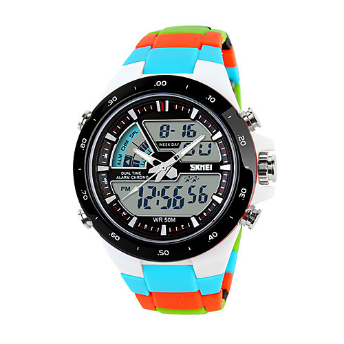 

Men's Sport Watch Skeleton Watch Analog - Digital Quartz Digital Ladies Water Resistant / Waterproof Alarm Calendar / date / day / Silicone / Two Years