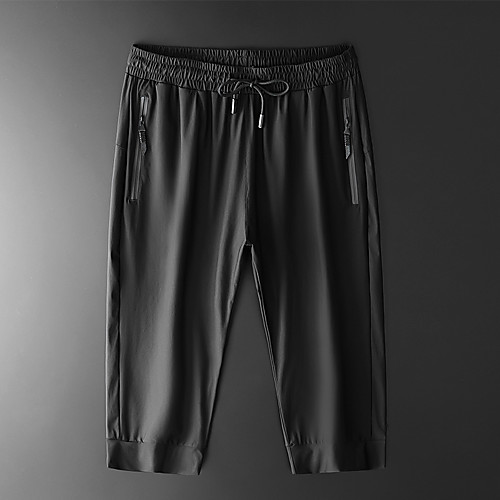 

Men's Running Capri Pants Athleisure 3/4 Capri Pants Bottoms Drawstring Ice Silk Fitness Gym Workout Performance Running Training Breathable Quick Dry Soft Normal Sport Solid Colored Black Blue Gray