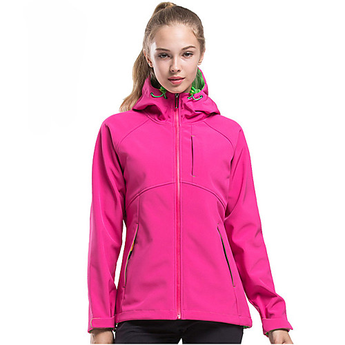 

Women's Hiking Softshell Jacket Hiking Jacket Winter Outdoor Solid Color Thermal Warm Waterproof Windproof Breathable Jacket Top Fleece PU Leather Softshell Full Length Visible Zipper Camping