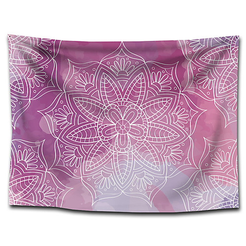 

Wall Tapestry Art Decor Blanket Curtain Hanging Home Bedroom Living Room Dorm Decoration Polyster Light Purple Bohemia Indian Mandala View Psychedelic Floral Flower Lotus