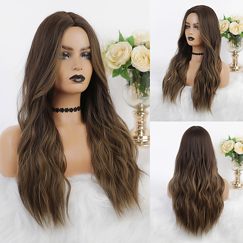 

Cosplay Costume Wig Synthetic Wig Ombre Wavy Body Wave Middle Part Wig Long Dark Brown Synthetic Hair 26 inch Women's Heat Resistant Party Color Gradient Brown Ombre EMMOR / Ombre Hair