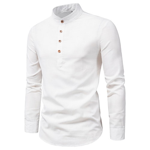 

Men's Shirt non-printing Solid Colored Long Sleeve Daily Tops Basic White Black Blue