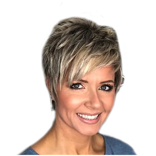 

Synthetic Wig Straight Pixie Cut Wig Short Blonde Synthetic Hair 6 inch Women's Fashionable Design Color Gradient Blonde