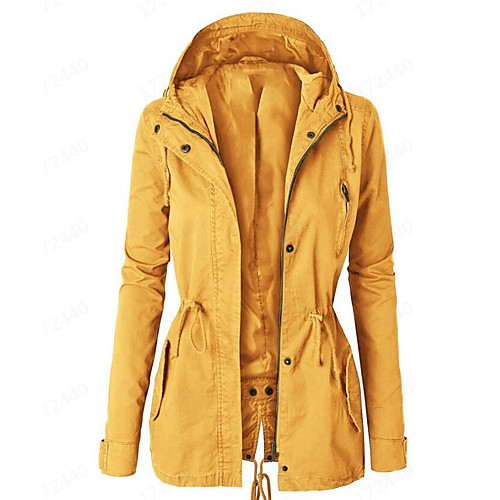

Women's Solid Colored Basic Fall & Winter Jacket Long Daily Long Sleeve Polyster Coat Tops White
