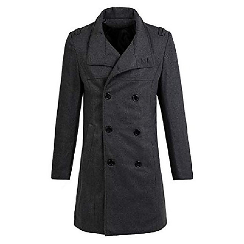 

men's front vent back epaulets button closure long peacoat dark gray s us 34