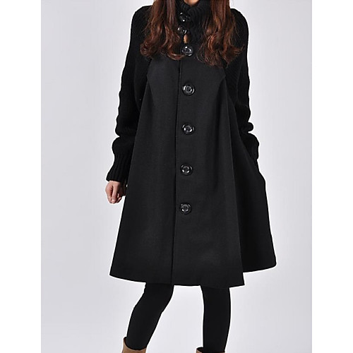 

Women's Solid Colored Basic Fall & Winter Coat Long Daily Long Sleeve Cotton Coat Tops Black