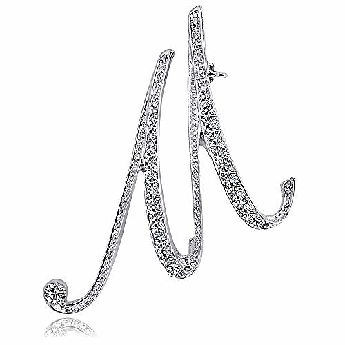 

letter brooch pins initial rhinestone brooch for women crafts silvery m