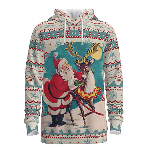 

Men's Pullover Hoodie Sweatshirt Graphic 3D Ugly Christmas Daily 3D Print Christmas Hoodies Sweatshirts White